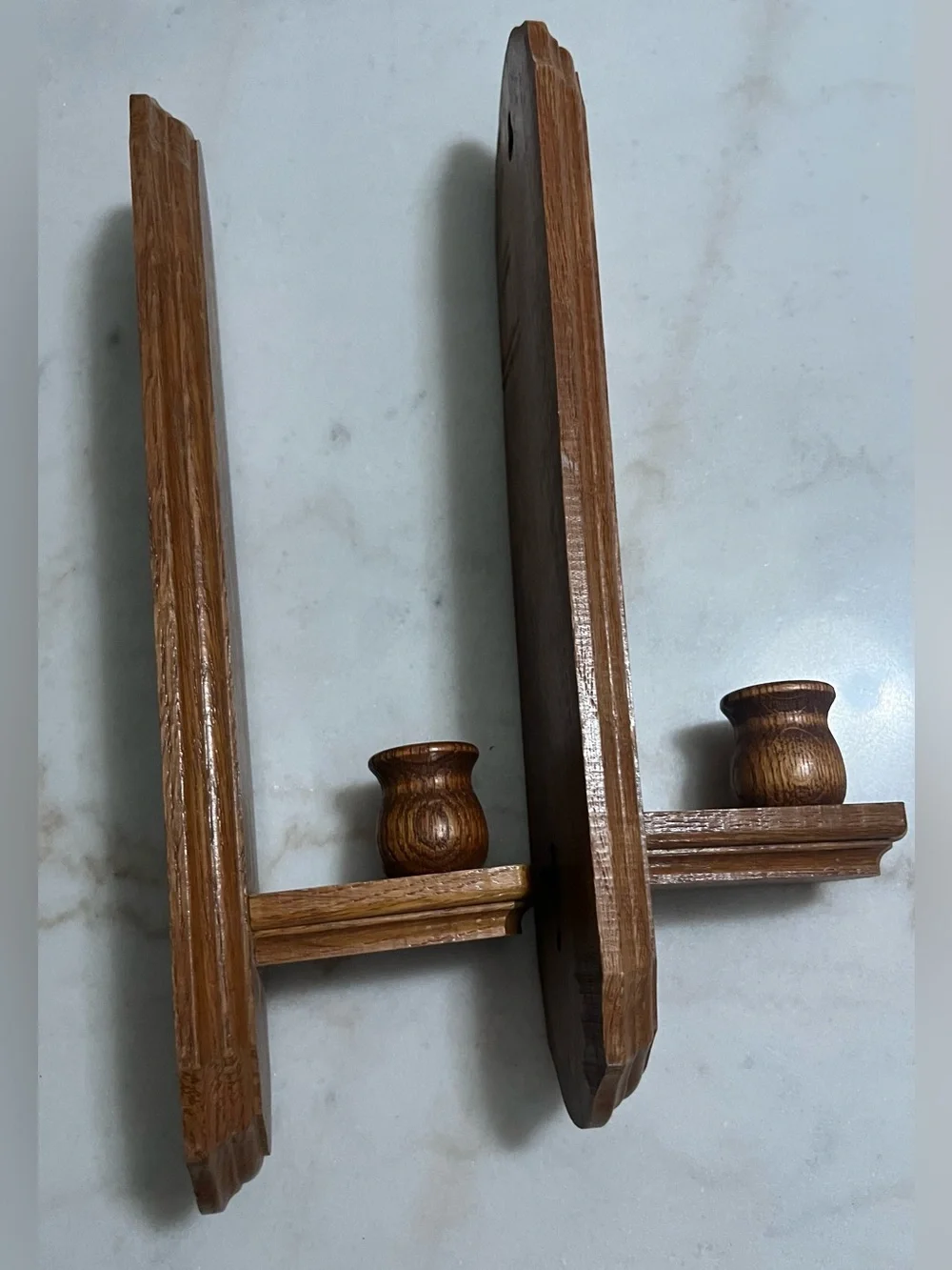 Vintage Traditional Or Colonial-style Solid Wood Wall Sconce Candle Holders